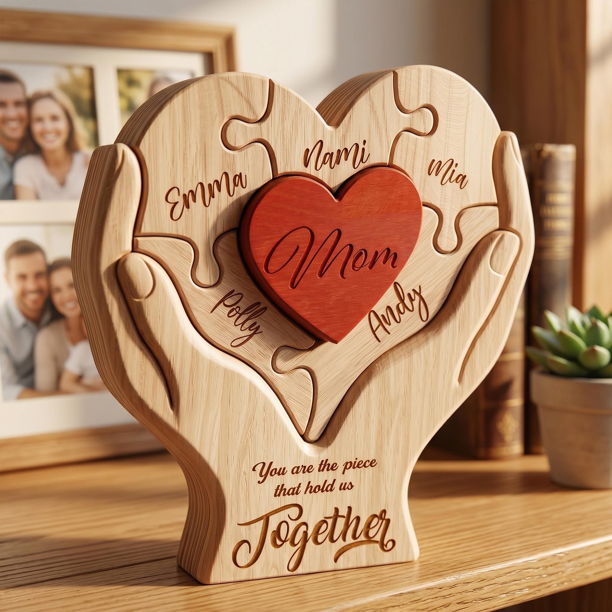 Mom You Are The Piece That Holds Us Together Personalized Wooden Mom Puzzle