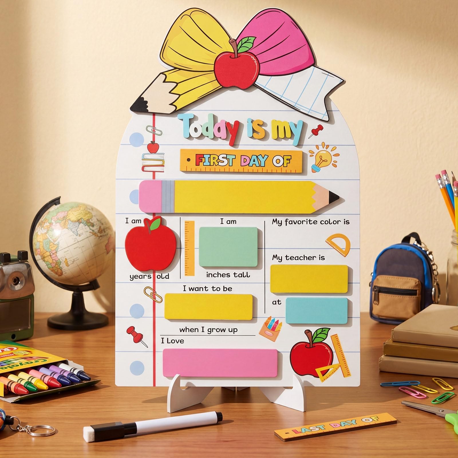 Personalized First Day of School Sign Reusable Back to School Sign Kit Gift for Kid