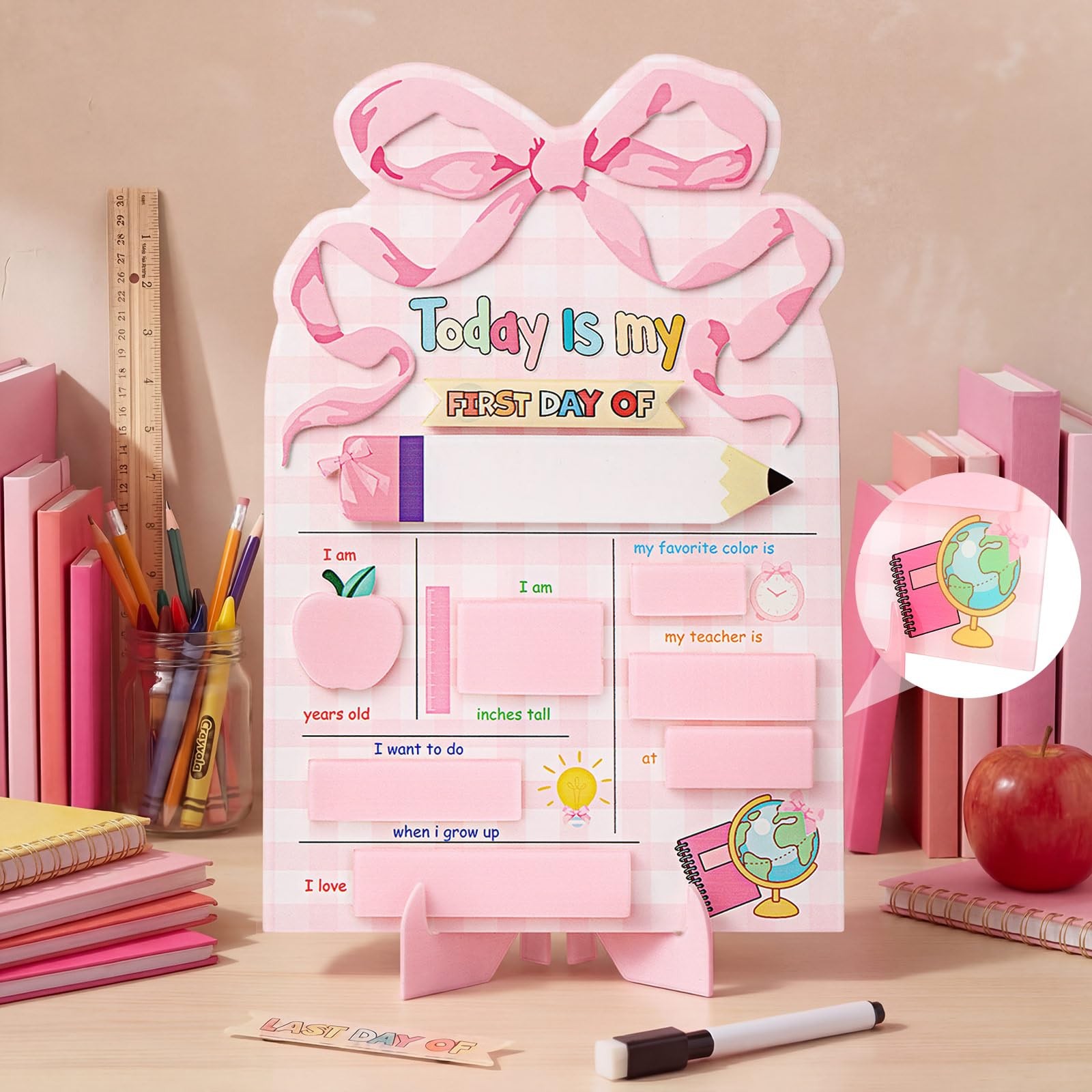 Personalized First Day of School Sign Reusable Back to School Sign Kit Gift for Kid