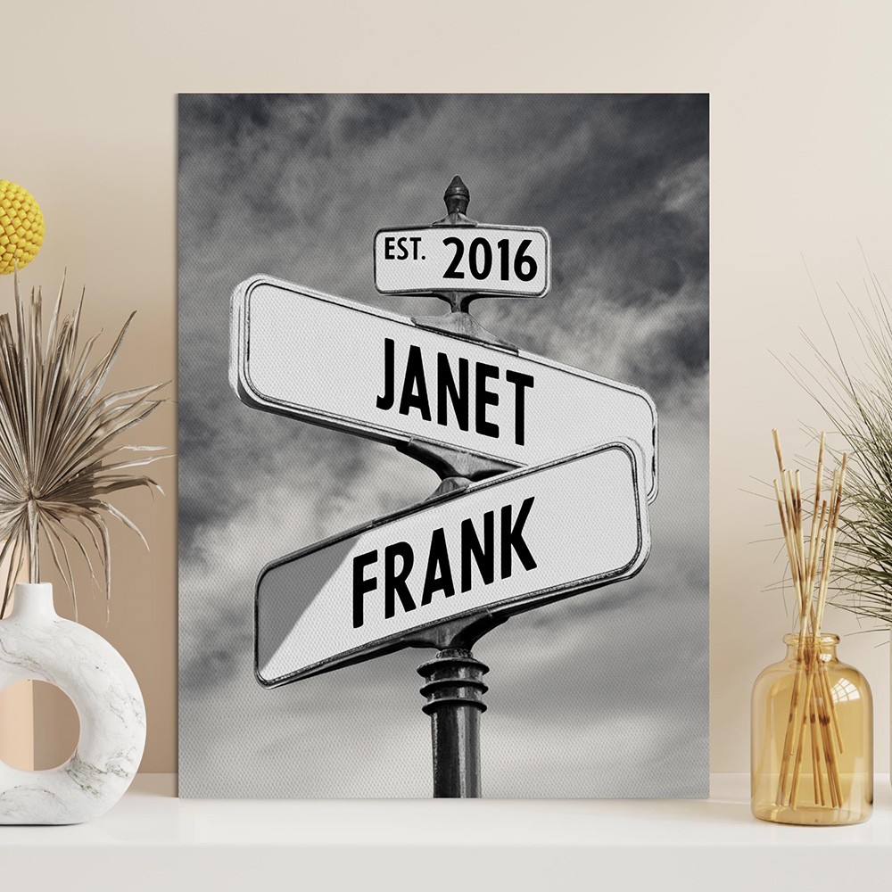 Custom Name and Date Street Sign Wall Art - Personalized Gift for Couples - Valentine's Day Gift Engagement Gift Anniversary Gift Birthday Gift