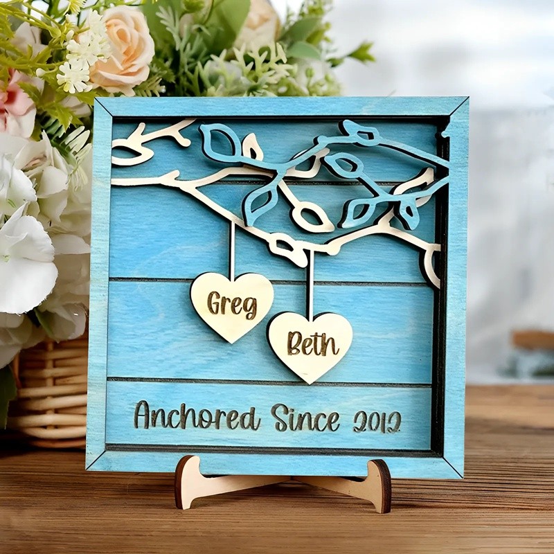 Personalized Couples Names Wooden Sign Gift for Couples