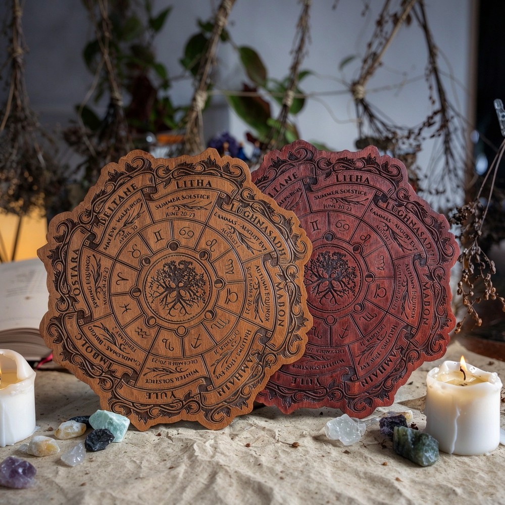 Wheel of the Year Calendar Pagan Wood Sign Christmas Gift