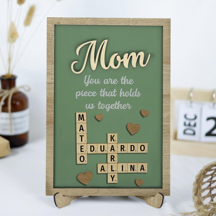 Personalized Mom Crossword Scrabble Wood Puzzle Sign Mothers Day Gift