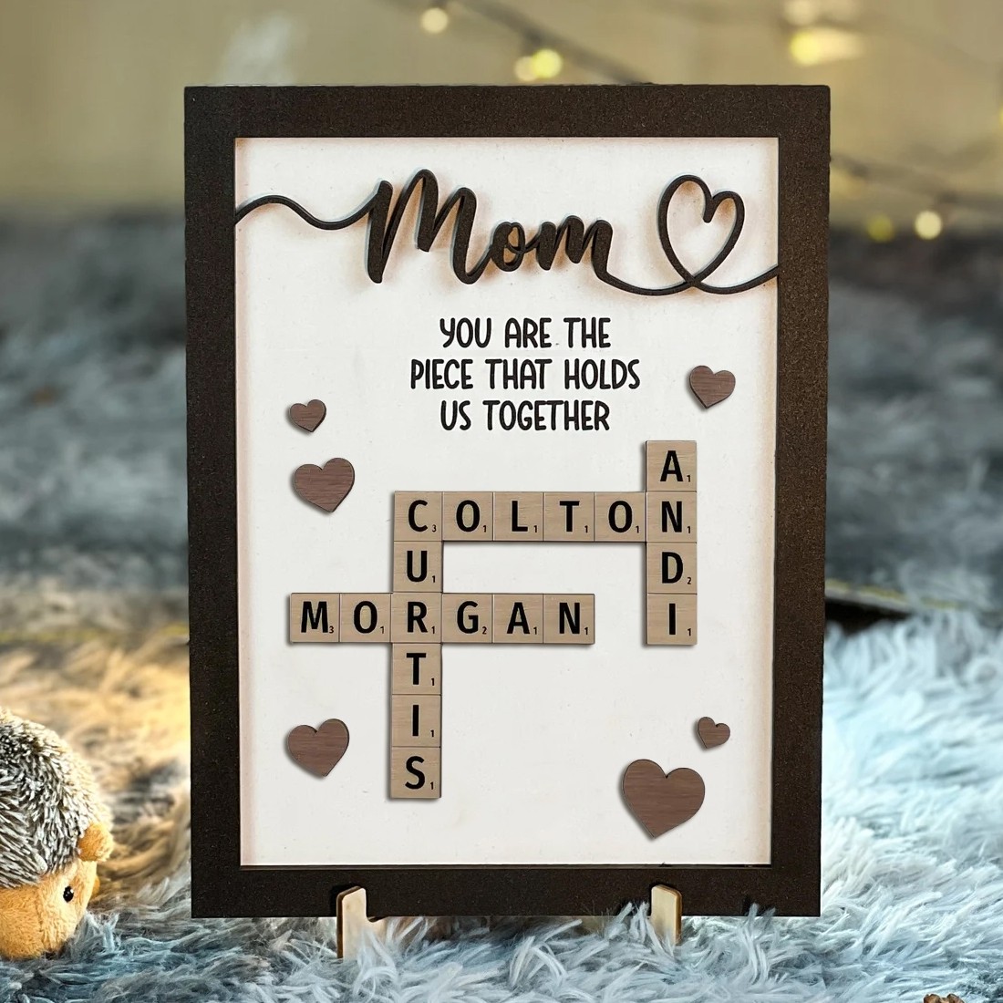 Personalized Mom Crossword Scrabble Wood Puzzle Sign Mothers Day Gift