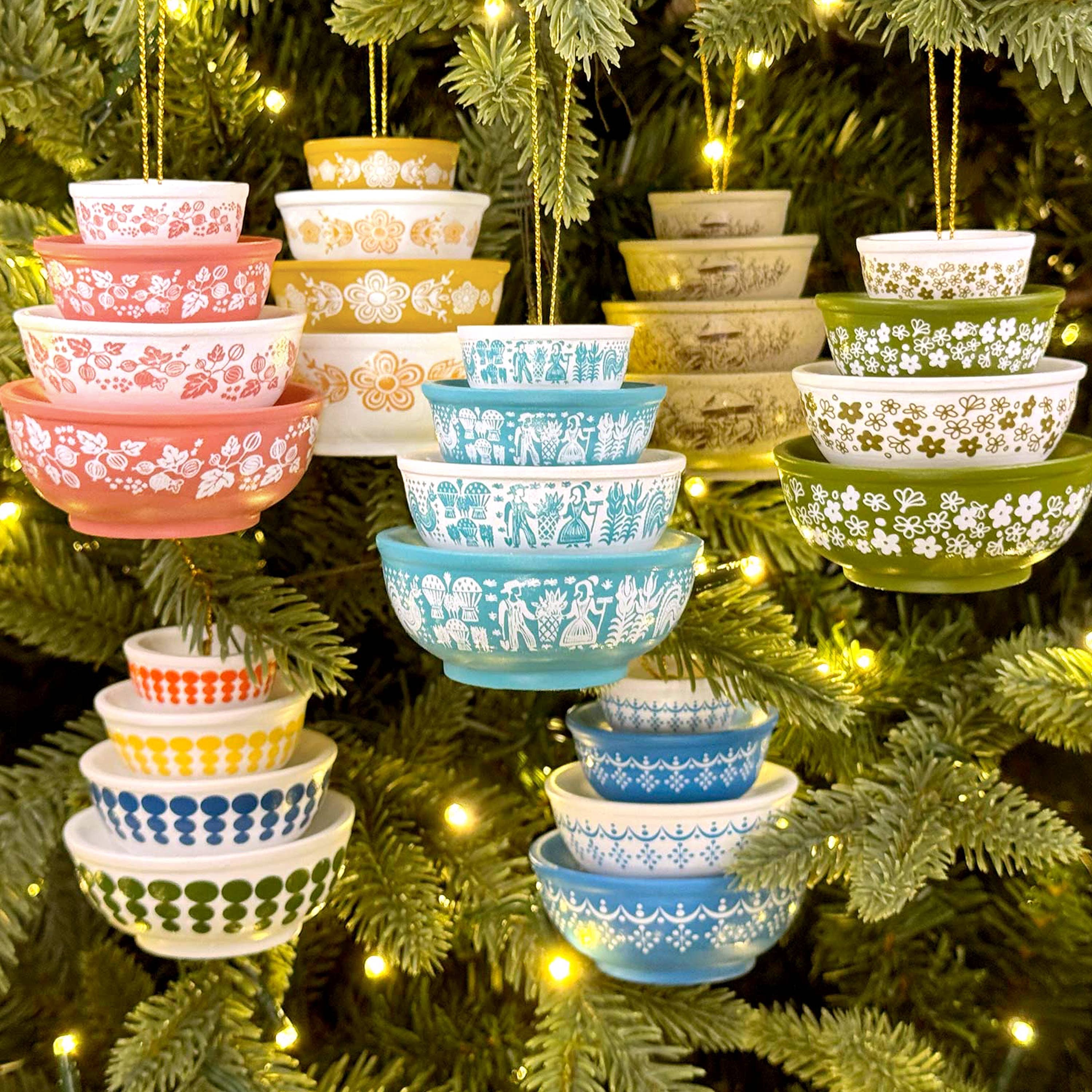 Mini Bowl Stack Ornament Retro Kitchen Christmas Decor