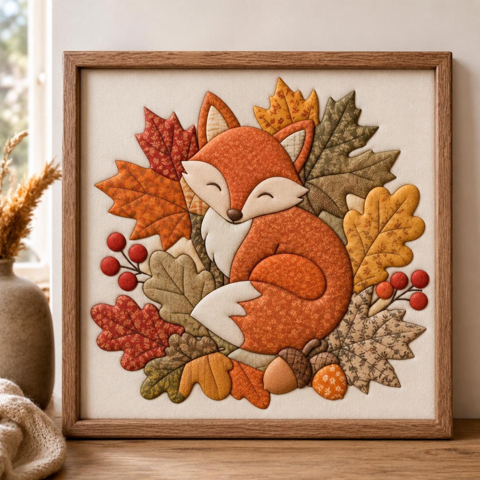 Fall Kinusaiga Art Kit No-Sew DIY Fabric Wall Art Kit for Adults Beginners