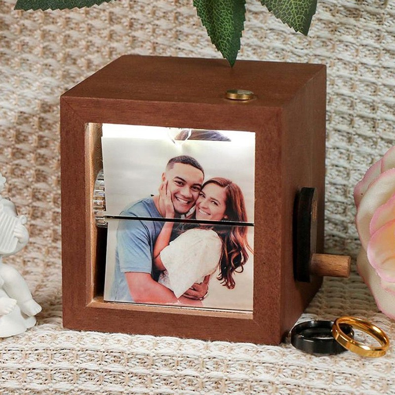 Personalized Photo Flipbook Animation Wood Box Photo Album Gift