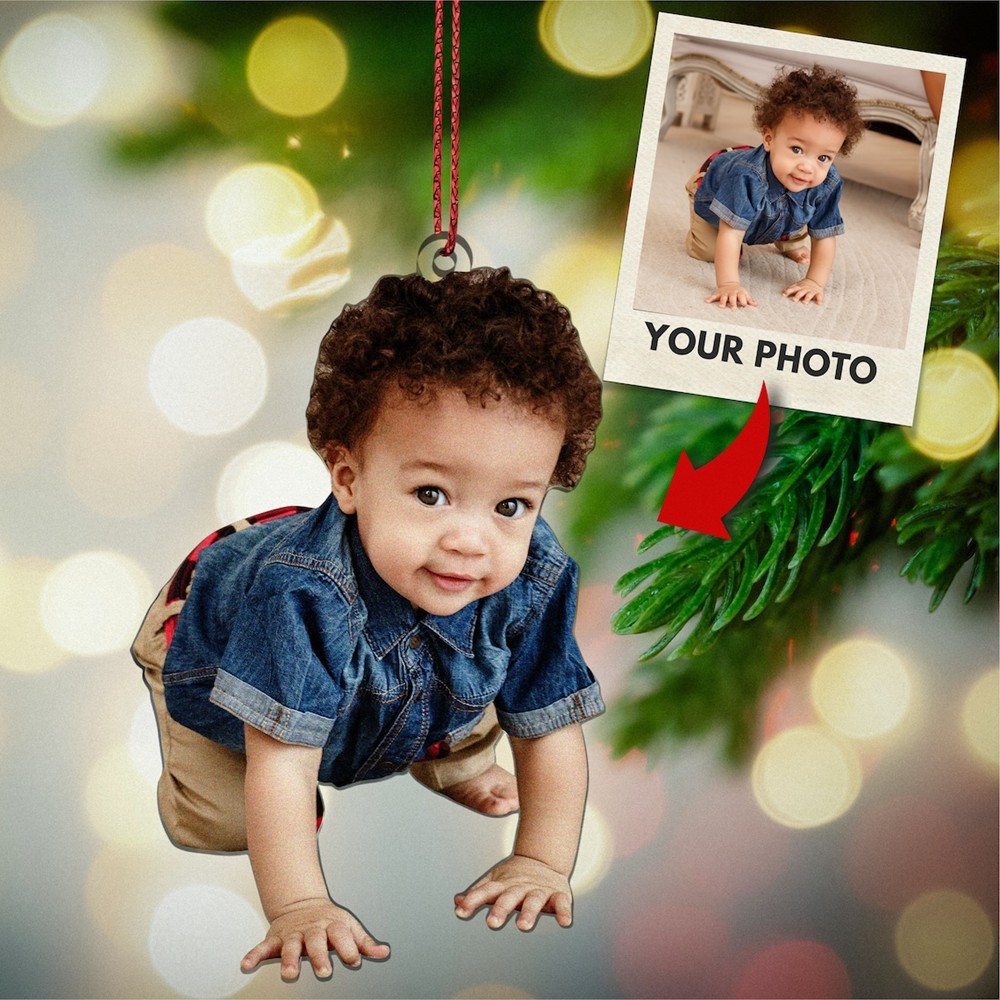 Personalized Acrylic Christmas Family Photo Ornament Christmas Tree Decor