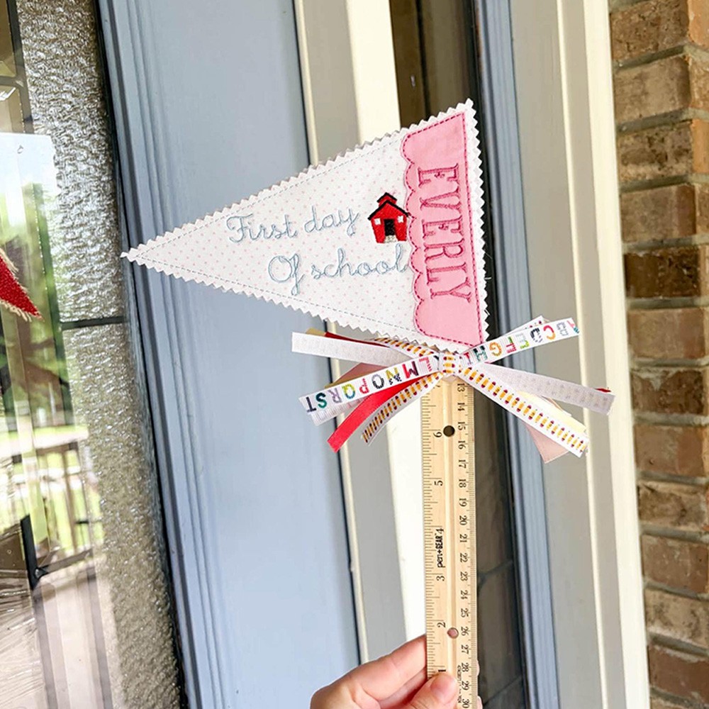 Personalized First Day of School Pennant Flag Custom Name Photo Prop for Kids Back to School Gift