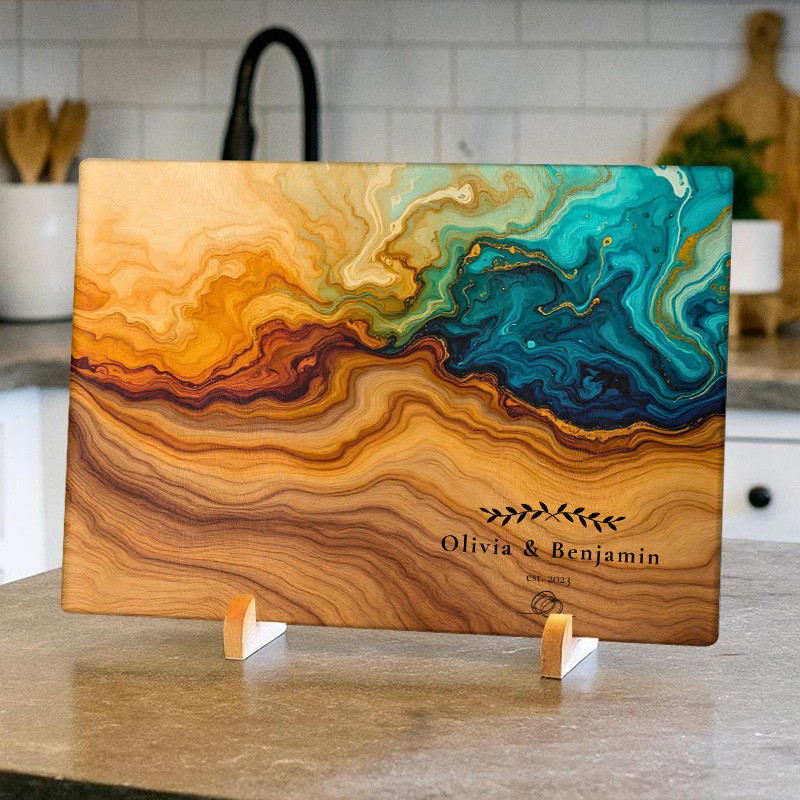 Personalized Resin Glass Charcuterie Board Epoxy River Cutting Board