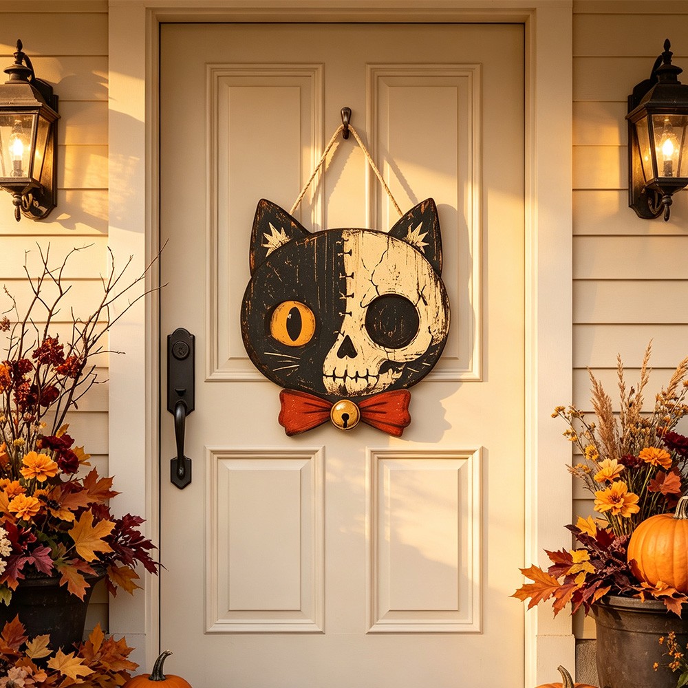 Vintage Halloween Door Hanger Gothic Front Door Decor Spooky Fall Home Decor