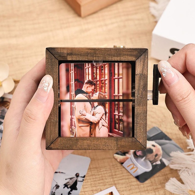 Personalized Photo Flipbook Animation Wood Box Photo Album Gift