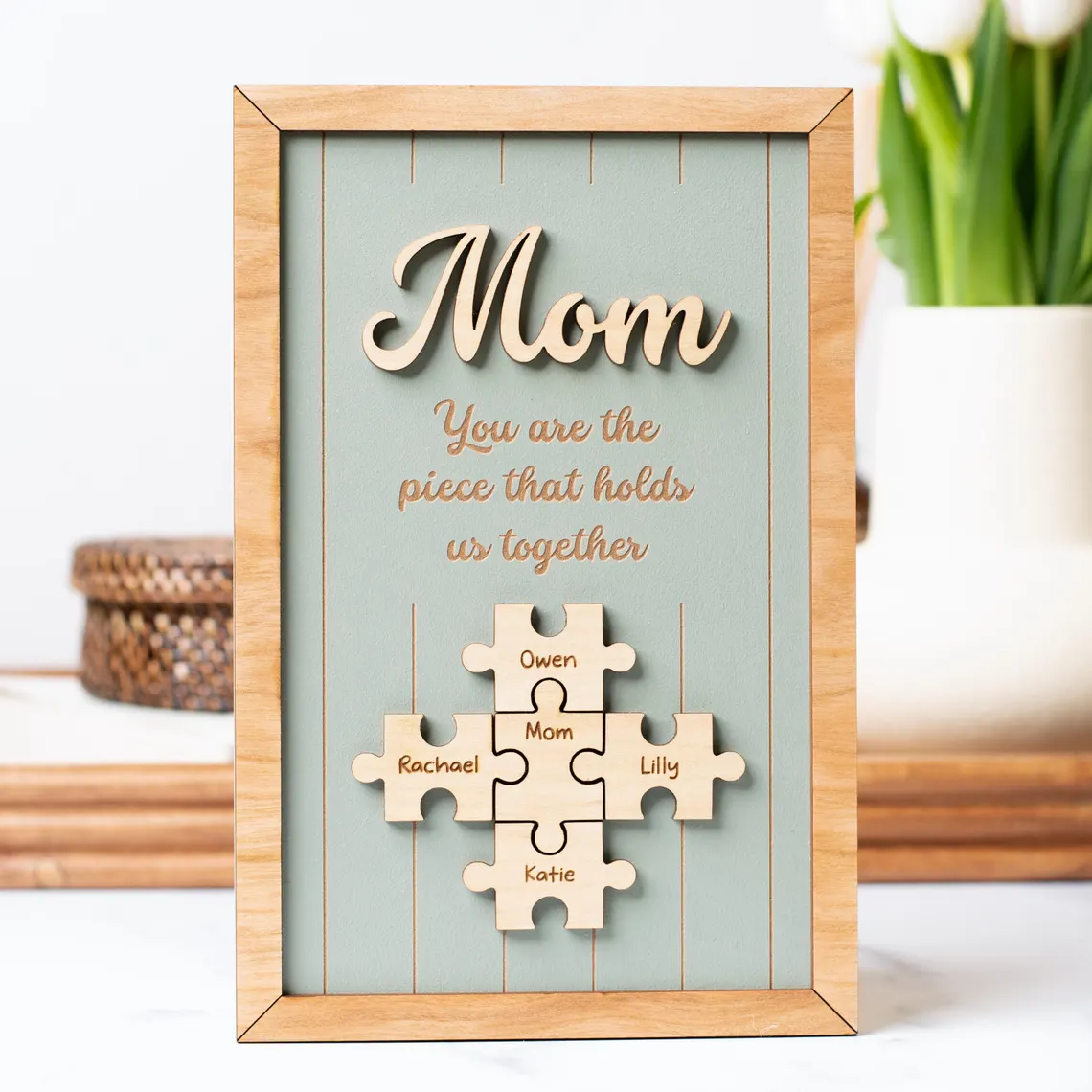 Personalized Mom Puzzle Piece Sign Mom You Are The Piece That Holds Us Together Puzzle Sign