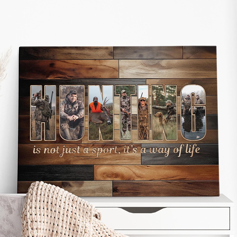 Hunting Photo Canvas Wall Art For Hunter Gift Idea For Dad Man Cave Wall Decor Rustic Style Photo Display Memory Collection Frame