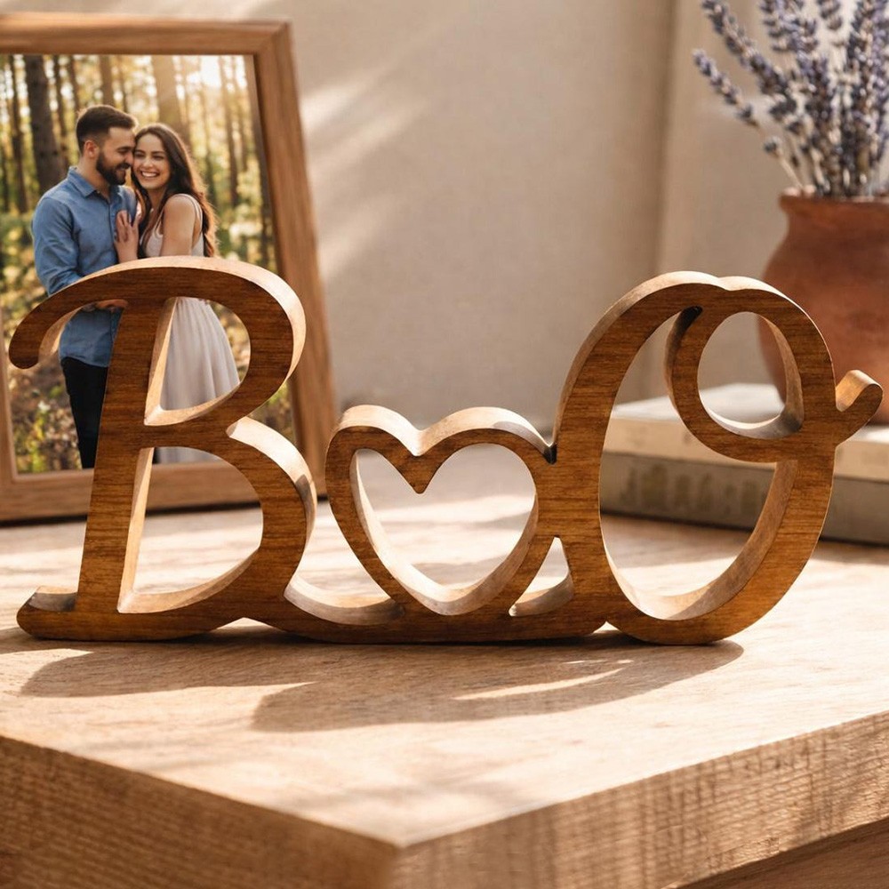 Personalized Wooden Couples Initials Sign