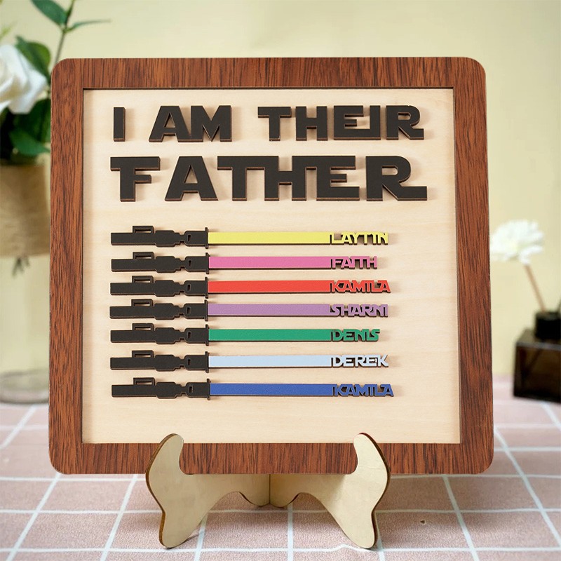 Personalized Lightsaber Sign With Kids Name For Dad Grandpa Father's Day Gift Idea