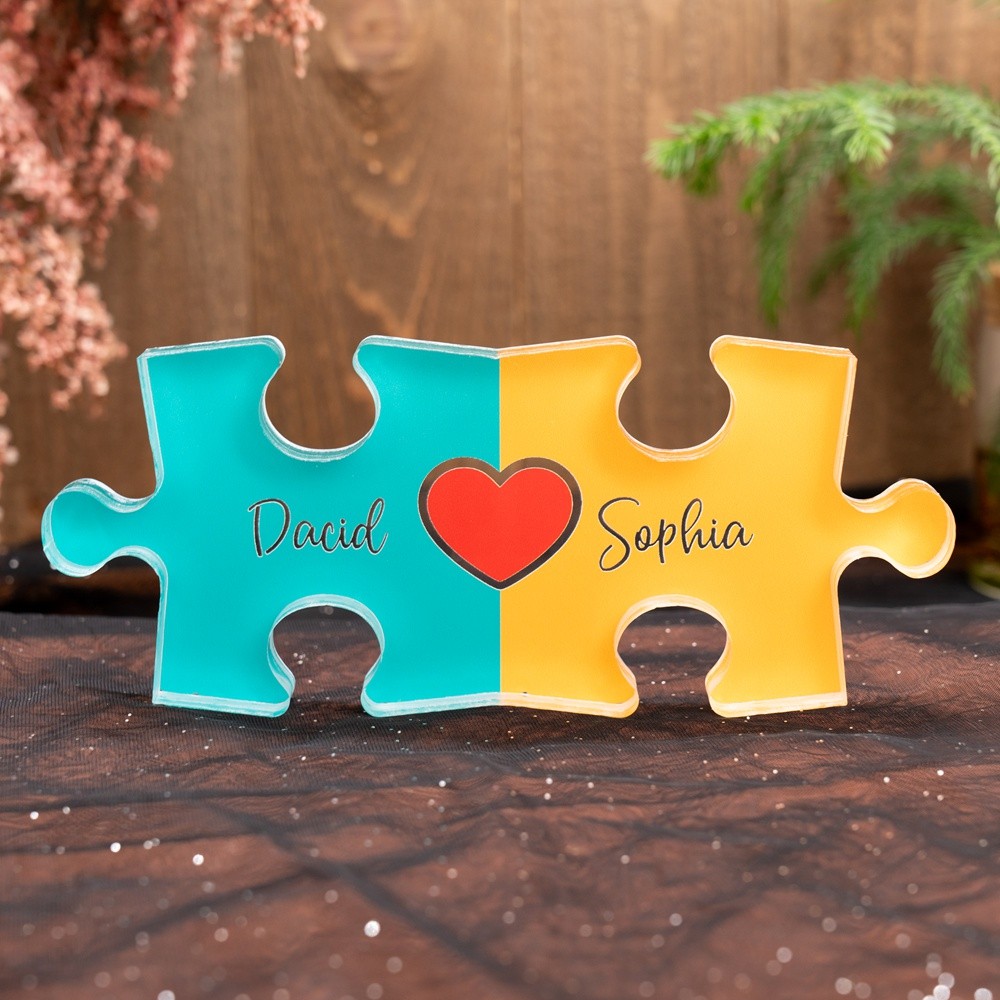 Puzzle Name Sign for Couples Romantic Gift for Him Her
