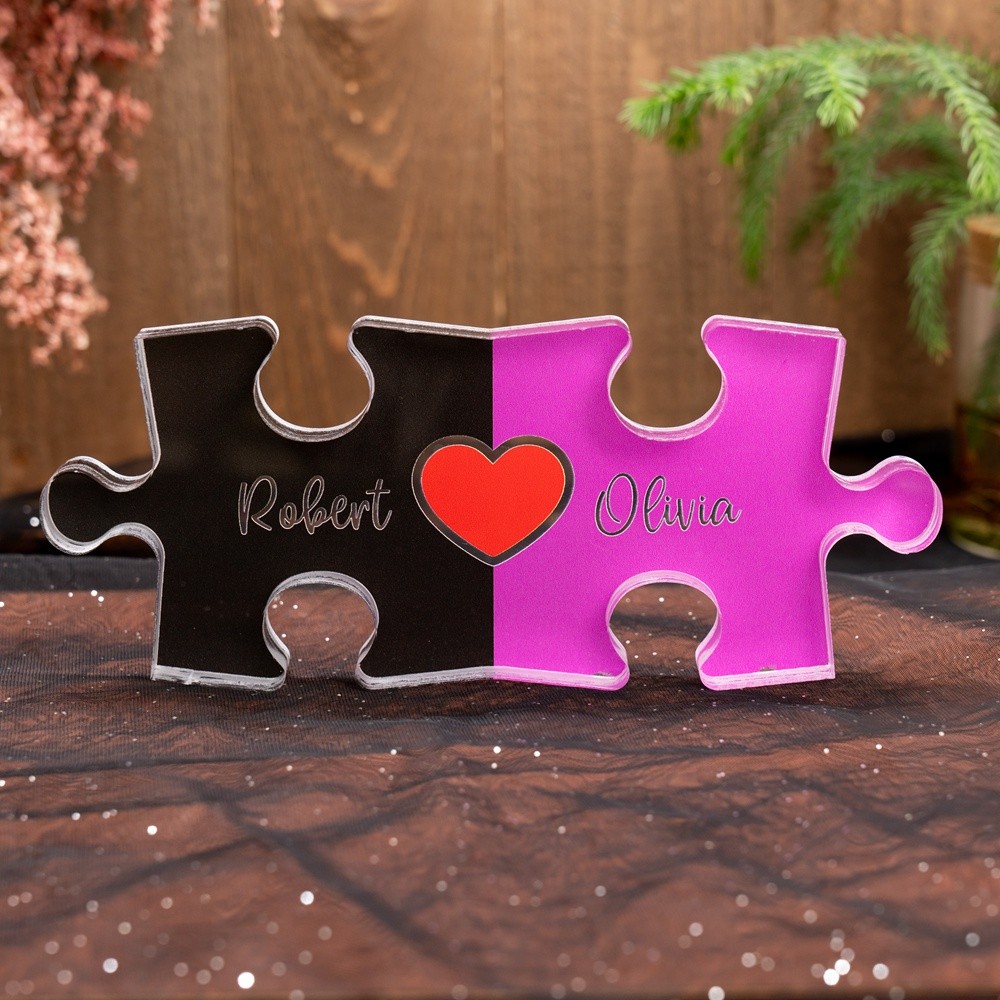 Puzzle Name Sign for Couples Romantic Gift for Him Her