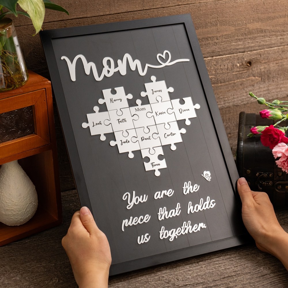 Mom You Are The Piece That Holds Us Together Personalized Mom Puzzle Piece Sign