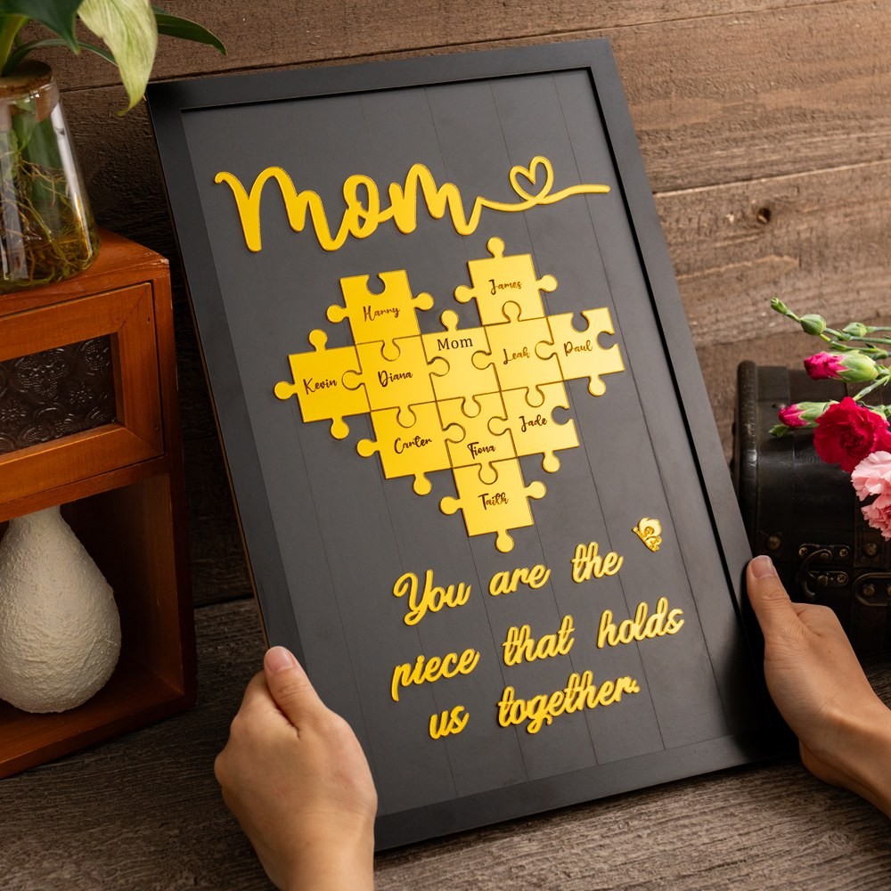 Mom You Are The Piece That Holds Us Together Personalized Mom Puzzle Piece Sign