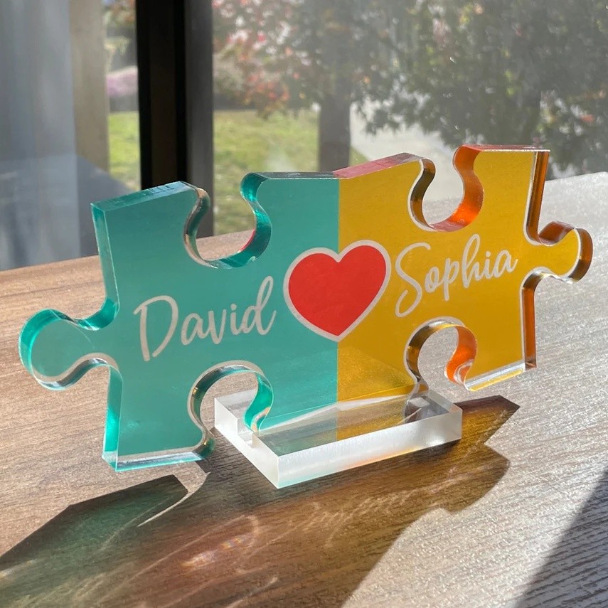 Puzzle Name Sign for Couples Romantic Gift for Him Her
