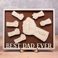 Personalized Dad and Kids Fist Bump Name Sign Father's Day Gift