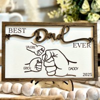 Personalized Dad and Kids Fist Bump Name Sign Father's Day Gift