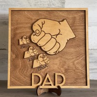 Personalized Dad and Kids Fist Bump Name Sign Father's Day Gift