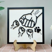 Personalized Dad and Kids Fist Bump Name Sign Father's Day Gift