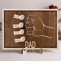 Personalized Dad and Kids Fist Bump Name Sign Father's Day Gift