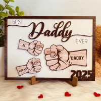 Personalized Dad and Kids Fist Bump Name Sign Father's Day Gift