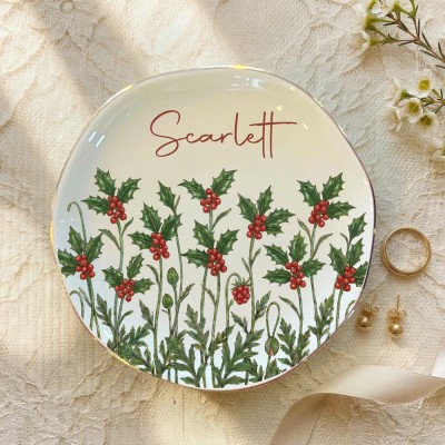 Personalized Birth Flower Jewelry Dish – Custom Watercolor Ring Tray for Birthdays & Bridesmaids