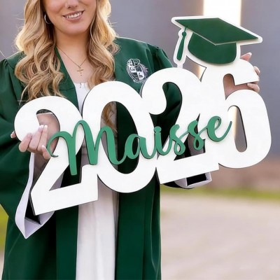 Personalized Graduation Party Sign with Name, Custom Graduation Decor for Gift Table, Dessert Table or Centerpiece