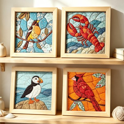 Kinusaiga Animal Art Kit No-Sew DIY Fabric Wall Art Kit for Adults Beginners
