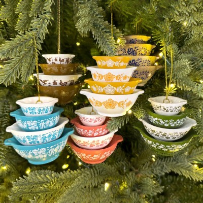 Mini Bowl Stack Ornament Retro Kitchen Christmas Decor