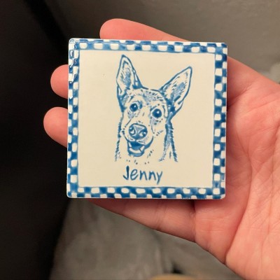 Custom Pet Portrait Ceramic Fridge Magnet, Christmas Gift for Pet Lovers