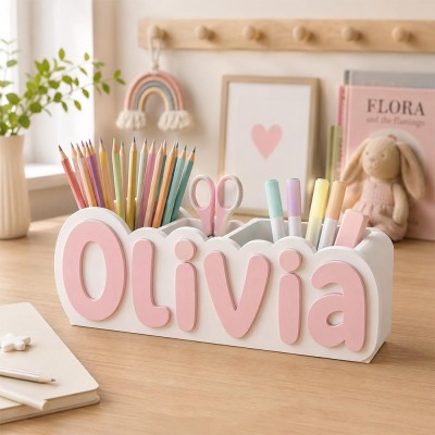 Personalized Name Pencil Holder Custom Desk Organizer for Kids Back to School Gift