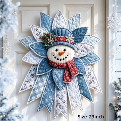 Christmas Quilted Door Hanger Sewing Kit DIY Holiday Patchwork Wreath Craft Kit for Beginners Holiday Gift for Crafters