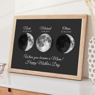 Personalized Wooden Moon Phase Frame Mothers Day Gift
