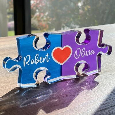 Puzzle Name Sign for Couples Romantic Gift for Him Her