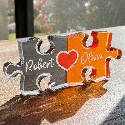 Puzzle Name Sign for Couples Romantic Gift for Him Her