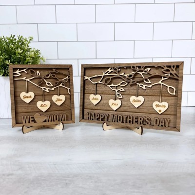 Custom Family Tree Wood Sign with Kids Names for Mom Grandma Mother's Day Gift