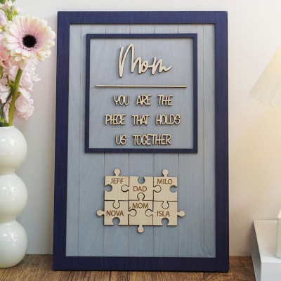 Personalized Mom Puzzle Piece Sign Mom You Are The Piece That Holds Us Together Puzzle Sign