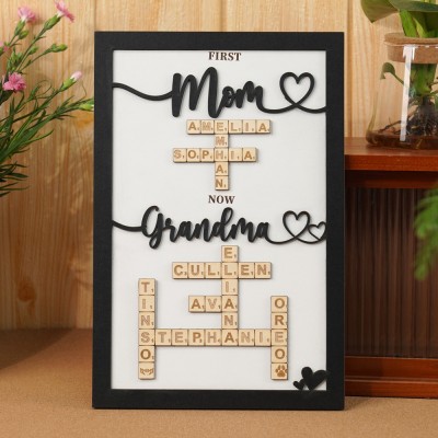 Personalized Mom Crossword Scrabble Wood Puzzle Sign Mothers Day Gift