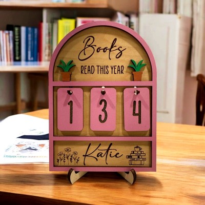 Personalized Books I Read This Year Counter - Custom Books Read Tracker - Book Lovers Gift - Bookshelf Decor