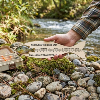 Personalized Fish Ruler for Dad Grandpa Funny Father's Day Fishing Gift