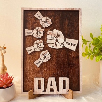 Personalized Dad and Kids Fist Bump Name Sign Father's Day Gift