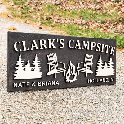 Custom Wood Campfire Sign Personalized Cabin Decor