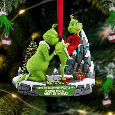 I Adore You Green Monster Couple Ornament Personalized Christmas Gifts