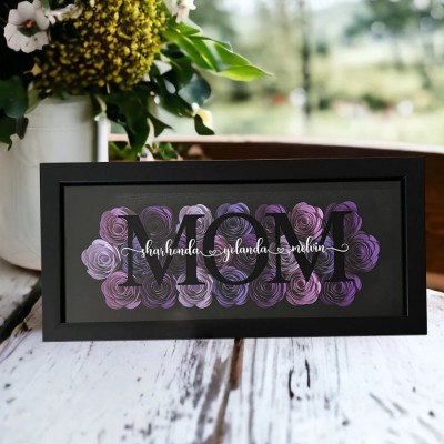 Mother's day Floral Shadow Box Gift For Mom Grandma
